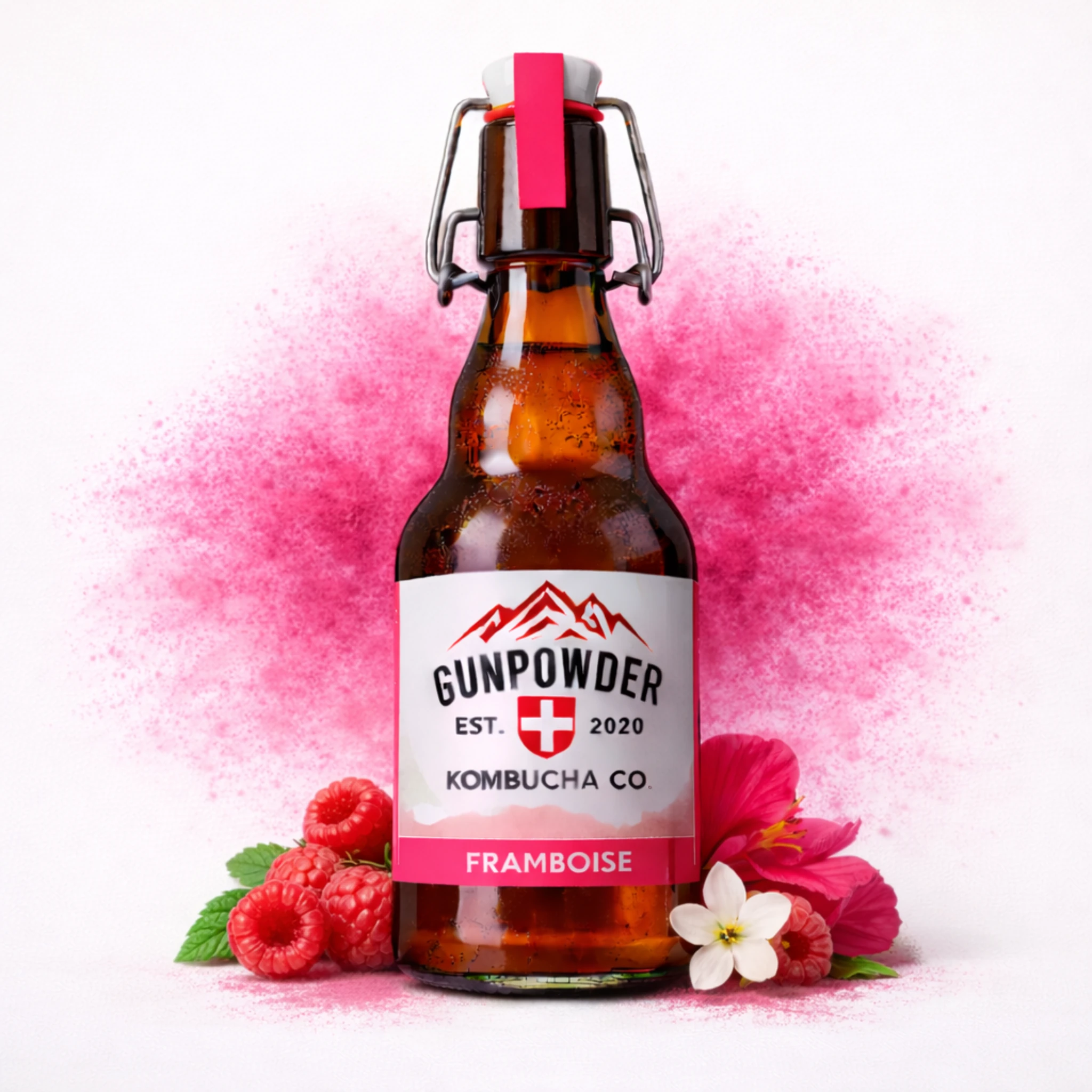 Framboise kombucha bottle