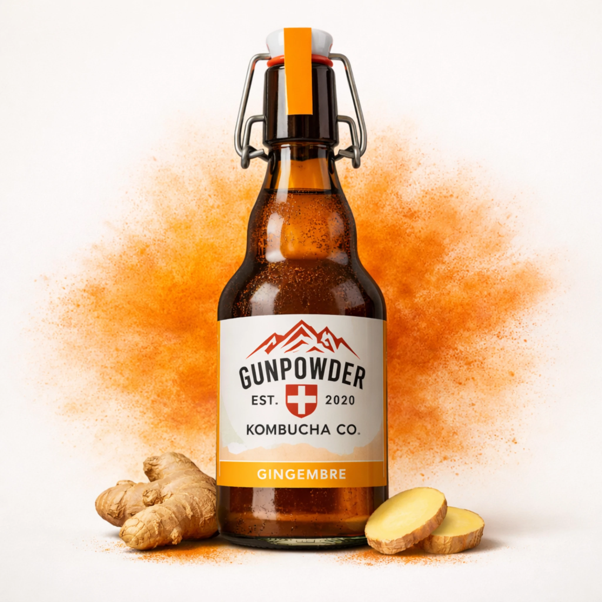 Ginger kombucha bottle