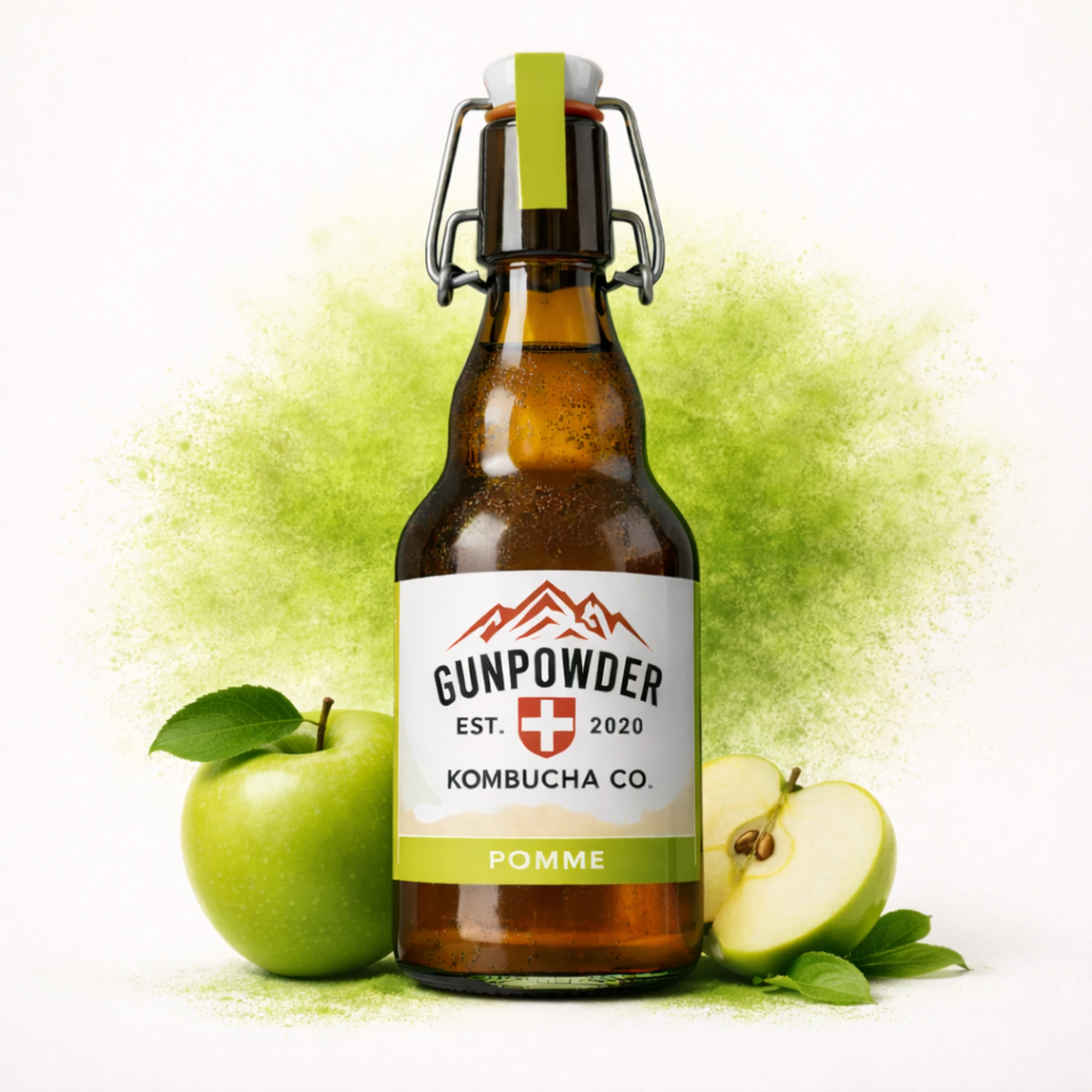 Pomme kombucha bottle